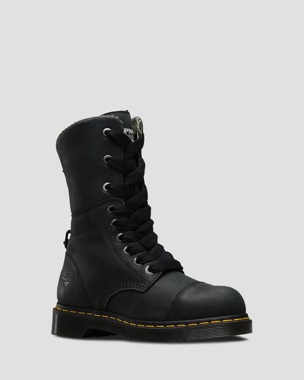 Dr Martens Pánské Vysoké Boty Leah Steel Toe Černé, CZ-879563